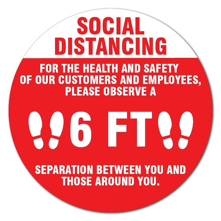 Signmission Social Distancing For Health And Non-Slip Floor Graphic, 6PK, 7 in L, 7 in H, FD-C-7-6PK-99995 FD-C-7-6PK-99995
